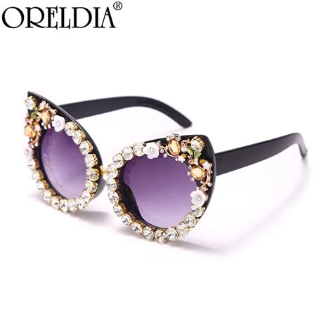 luxury cat eye diamond sunglasses women diamond big frames sun eyewear lady brand designer