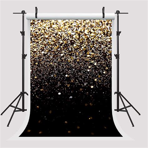 Hellodecor Polyester Fabric 5x7ft Golden Backdrop For Pictures Wedding