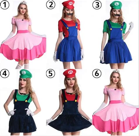 Super Mario Traje Mujeres Luigi Traje Ropa Traje Sexy Fontanero Mario Bros Fantasia Super Mario