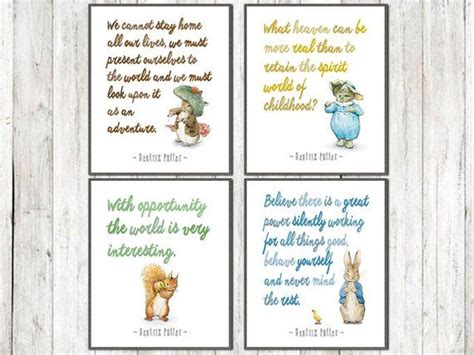 No one ever gets over the first unfairness; Beatrix Potter Quotes, Set of 4, Beatrix Potter Nursery Art, Peter Rabbit, Instant Download ...