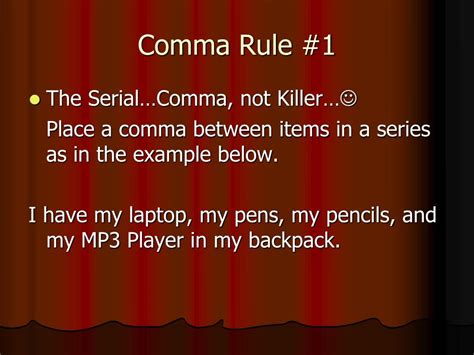 Ppt The Six Basic Comma Rules Powerpoint Presentation