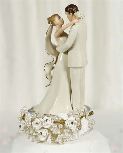 Expensive But Sweet Vintage Rose Pearl Wedding Cake Topper By