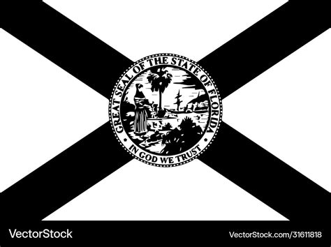 Florida Fl State Flag America Black And White Eps Vector Image