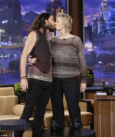 russell brand shares a kiss with lesbian jane lynch on chat show daily mail online