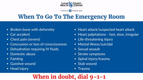 When To Go To The Emergency Room Lucas County Health Center Medical