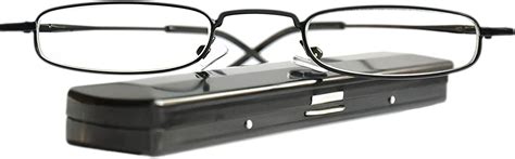 Mini Slim Metal Reading Glasses Stainless Steel Frame Black Free Slim Fit Aluminium Case
