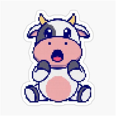 Cute Small Cow Pixel Art Print
