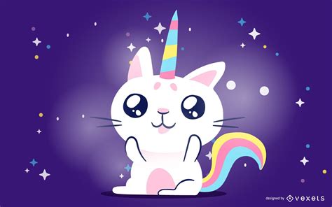 Check Out This Adorable Kawaii Unicorn Cat Surrounded By A Starry