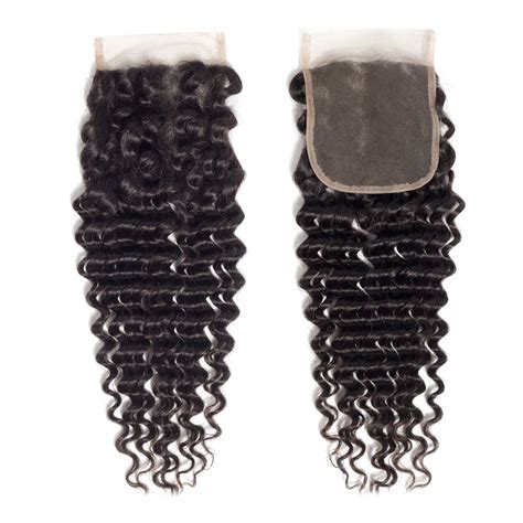 Lace Closure X Inch Brazilian Deep Wave Natural Color Closure One Donor Hair