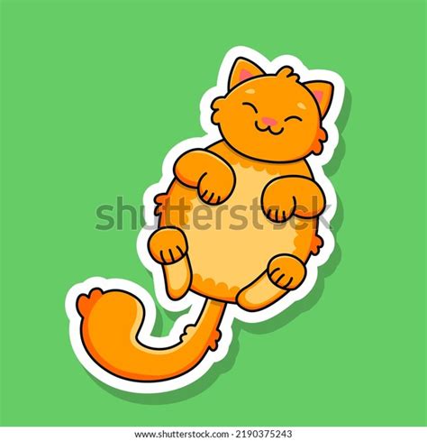 Sticker Sleeping Smiling Ginger Cat Vector Stock Vector Royalty Free
