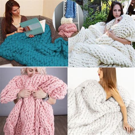 Fashion Hand Chunky Knitted Blanket Soft Thick Gaint Yarn Merino Wool
