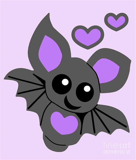 Cute Purple Baby Bat Digital Art By Tracy Eatwell