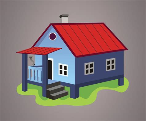 Cartoon House Vector Isolated On A Gradient Background Modern House