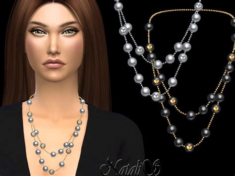 The Sims Resource Natalisdouble Pearl With Heart Necklace