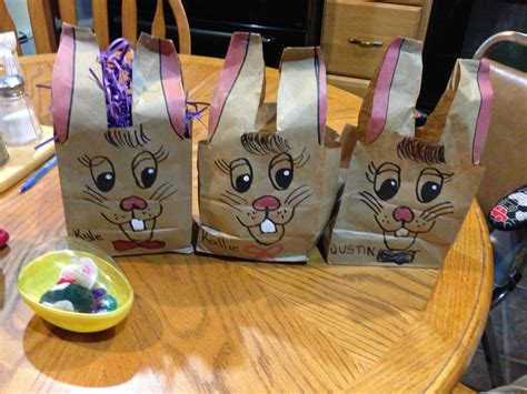 Paper Bag Bunny Baskets For Easter Holiday Food Crafts Bunny Basket