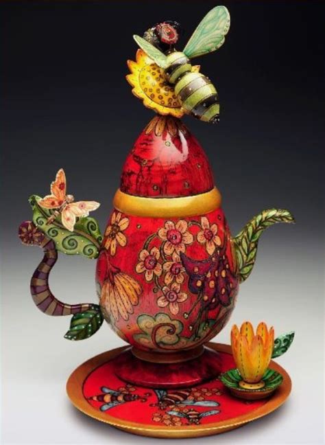 Unique Artisan Teapot Quirkywhimsical Design Flowersgarden Adorn