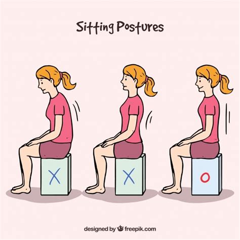 girl showing the correct posture to sit vector free download