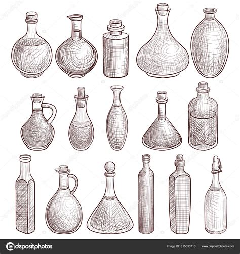 Vector Drawing Glass Bottles And Jars Stock Vector Image By ©cat Arch Angel 315033710