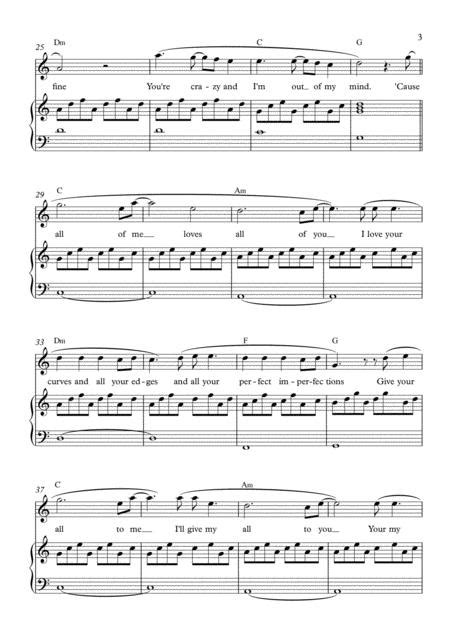 All Of Me Melody With Chords And Easy Piano Accomp Sheet Music Pdf