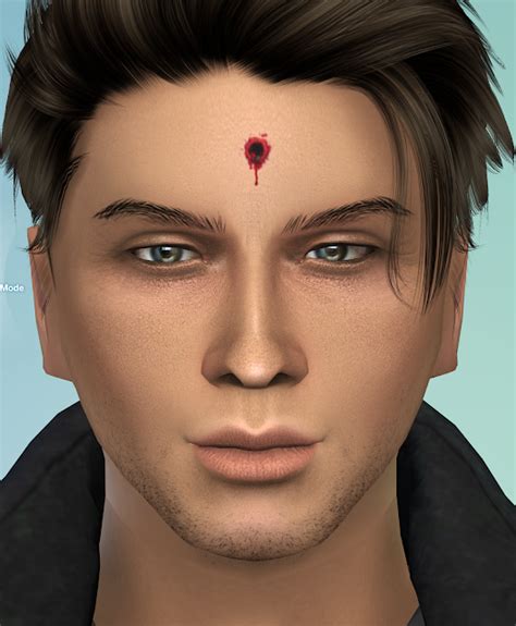 The Sims 4 Custom Content Bullet Wound To The Forehead Skin Detail