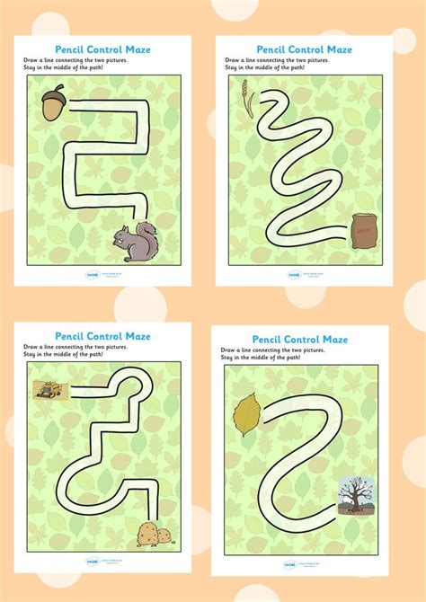 Twinkl Resources Autumn Themed Pencil Control Maze Worksheet Printable Resources For