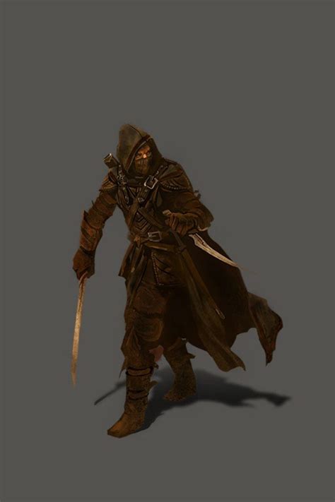M Rogue Assassin Studded Leather Armor Cloak Short Sword Dagger