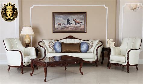 Panvel Classic Style Teak Wood Luxury Sofa Set Royalzig