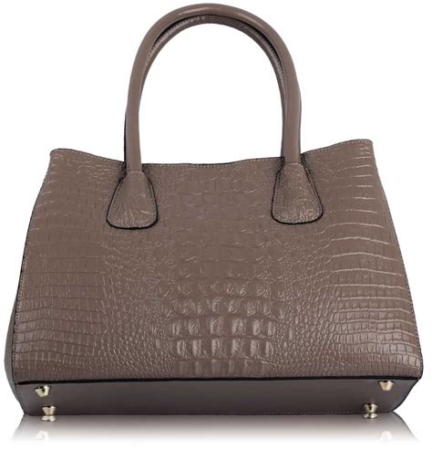 Nude Croc Shoulder Bag