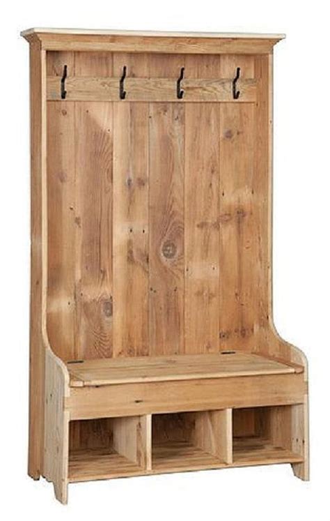 Reclaimed Barn Wood Hall Tree Coat Rack With Cubby Storage Bench Pine