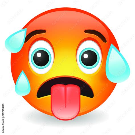 Hot Emoji Kawaii Face Sweating Vector Design Art Trendy Communication