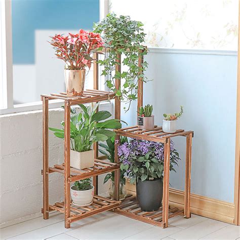 Wooden Corner Plant Stand Flower Rack Holder Storage Bonsai Garden