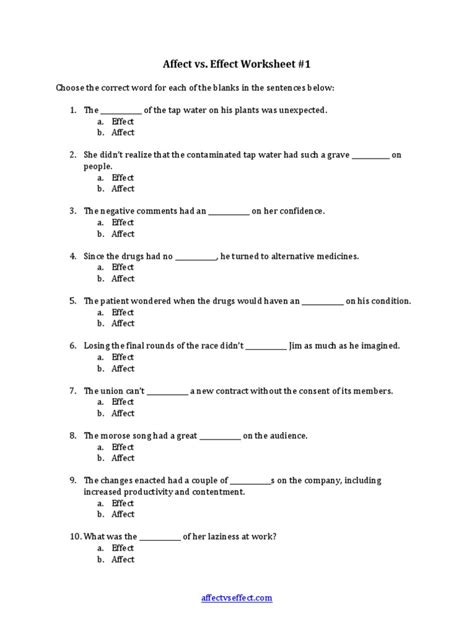 Https://tommynaija.com/worksheet/affect Vs Effect Worksheet Pdf With Answers