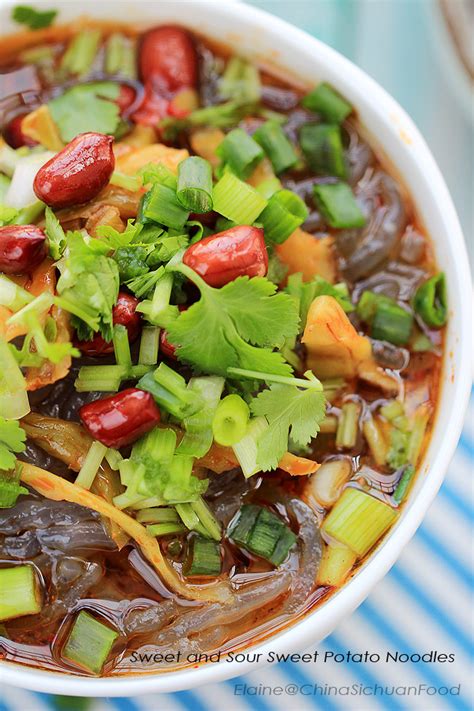 Aromatic soup designed to eat alone, with chicken, water chestnuts or chow mein. Hot and Sour Sweet Potato Noodles-Suan La Fen - China ...