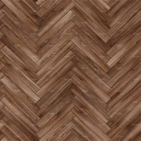 Seamless Wood Parquet Texture Herringbone Brown Custom Designed