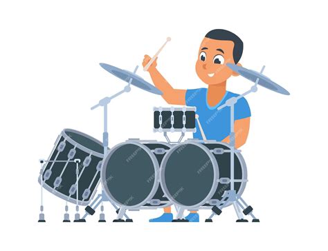 Premium Vector Drummer Cartoon Boy With Percussion Musical