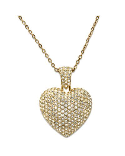 Swarovski Puffed Heart Pendant In Gold Metallic Lyst