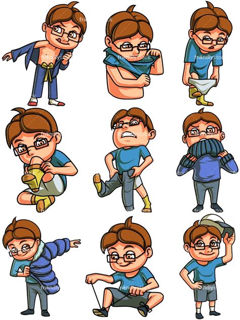 Little Boy Getting Dressed Cartoon Vector Clipart Friendlystock