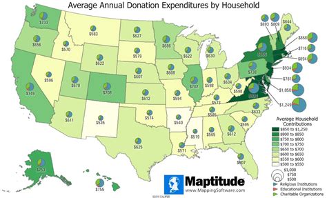 Maptitude Map Household Donation Expenditures By State