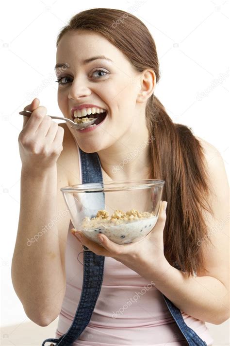 Woman Eating Cereals — Stock Photo © Phbcz 2800023