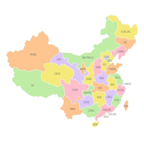 Mapa Político De China Bajo Detallado Vector Premium