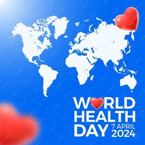 Premium Vector | World Health Day Heart and map unite echoing healths