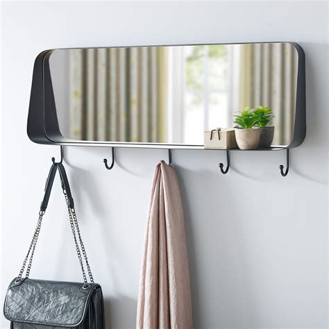 Rectangle Rounded Corner Mirror With Hooks In 2022 Mirror With Hooks