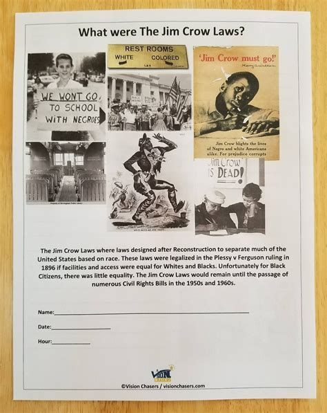 What Were the Jim Crow Laws accompanies Vision Chasers - Etsy