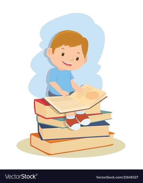 Student Boy Learning And Reading Book Royalty Free Vector