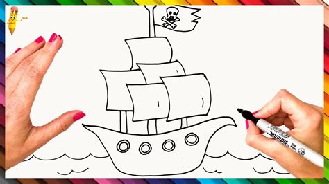 How To Draw A Pirate Ship Step By Step 🏴‍☠️⛵ Pirate Ship Drawing Easy