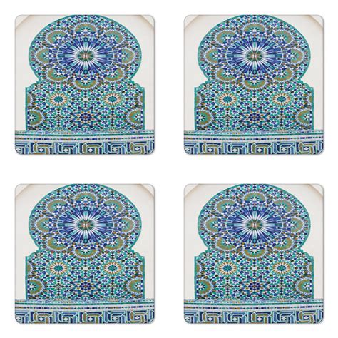 Moroccan Coaster Set Of 4 Ceramic Tile Antique East Pattern Heritage