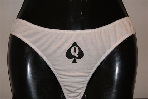 queen of spades hotwife sexy thong underwear bbc cuckold white black logo ebay