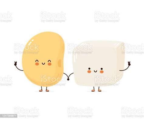 Cute Happy Funny Tofu And Soy Bean Stock Illustration Download Image