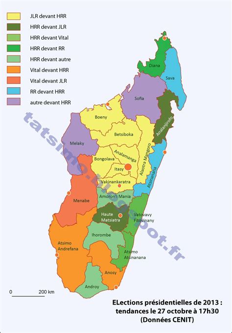 Carte des hôtels aux environs de madagascar : Carte du paysage électoral de Madagascar : présidentielles 2013 premier tour - Paesaggio, paysages