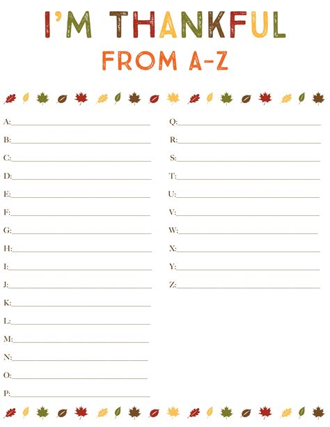 I'm Thankful From A-Z | Thankful activities, Thankful ...